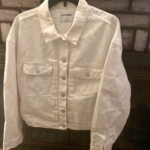 Brand New Old Navy white jean jacket. Never worn. Silver buttons.